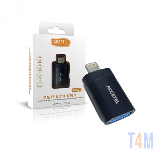 Adaptador Accetel AD507 para Transferência de Dados de Relâmpago para USB 3.0 Preto